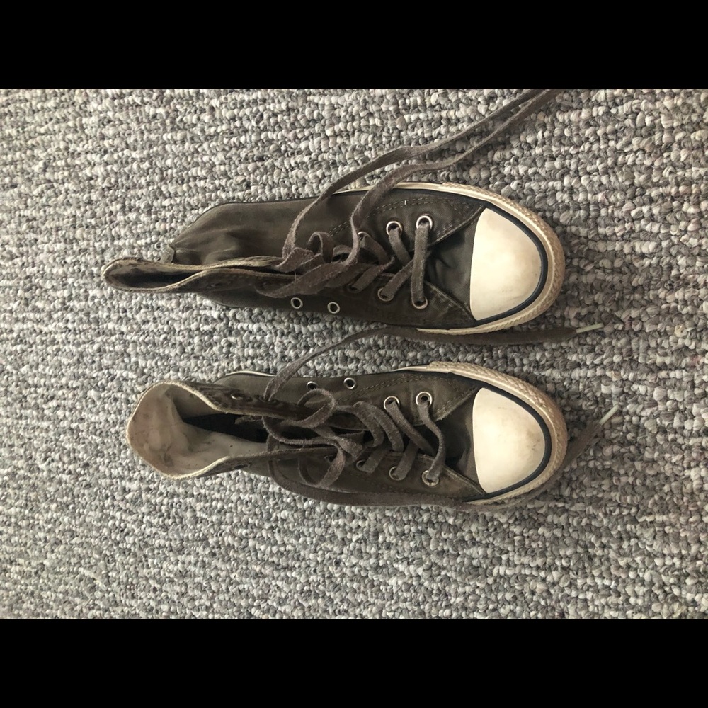 Army green high top converse